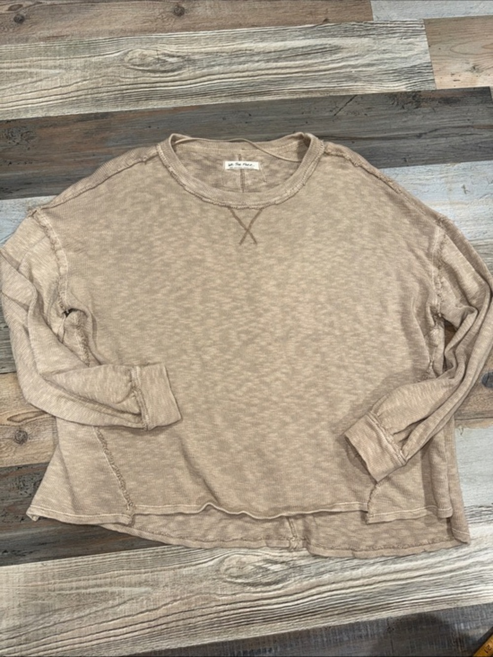 We The Free Beige Crew Neck Pullover Sweater